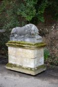 A LARGE ITALIAN CARVED MARBLE FIGURE OF A LION, EARLY 19TH CENTURY AFTER ANTONIO CANOVA