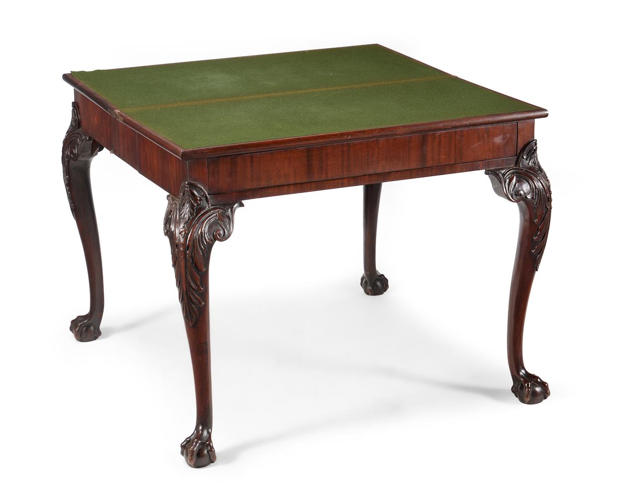 A PAIR OF GEORGE II MAHOGANY CONCERTINA ACTION FOLDING CARD TABLES PROBABLY IRISH - Image 3 of 9