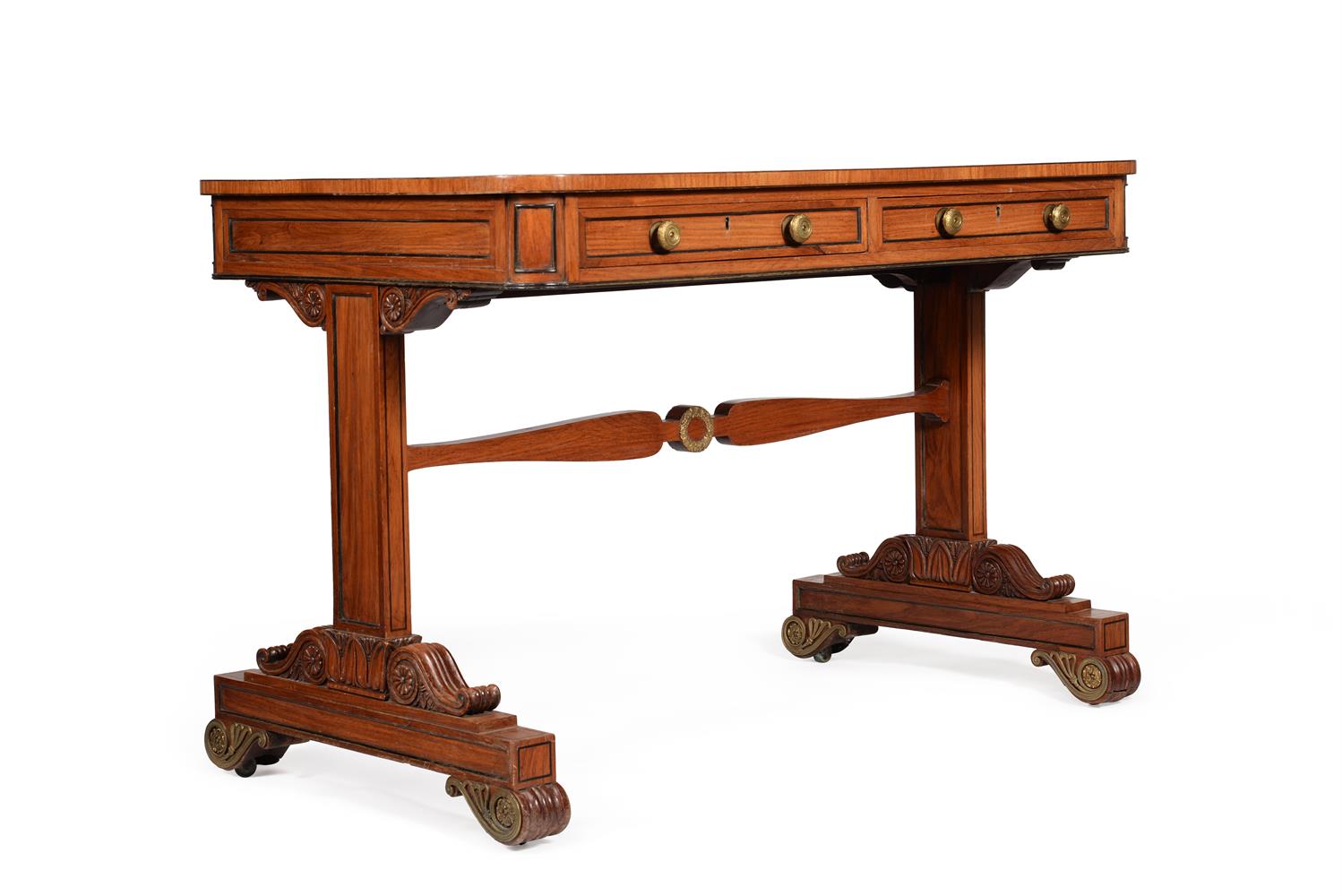 A GEORGE IV PADOUK AND EBONISED STRUNG LIBRARY TABLE IN THE MANNER OF JOHN MCLEAN, CIRCA 1825 - Image 2 of 9