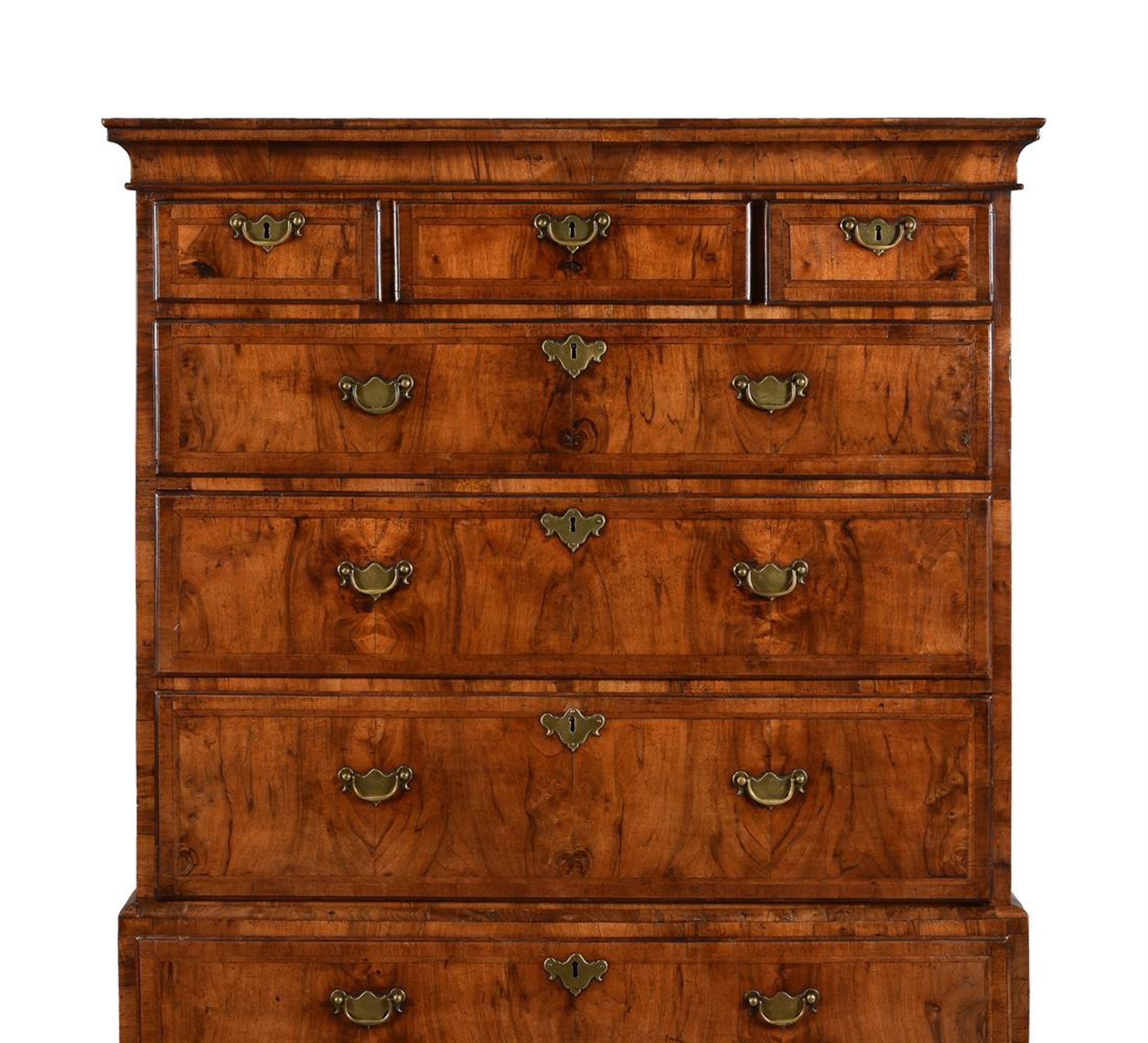 A GEORGE II WALNUT CHEST ON CHEST, CIRCA 1735 - Image 2 of 4