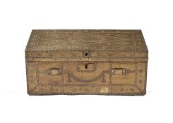 A GEORGE III BRASS AND STUDDED TRUNK, LATE 18TH CENTURY/EARLY 19TH CENTURY
