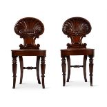 A PAIR OF REGENCY MAHOGANY HALL CHAIRS, ATTRIBUTED TO GILLOWS, CIRCA 1820