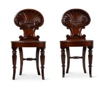 A PAIR OF REGENCY MAHOGANY HALL CHAIRS, ATTRIBUTED TO GILLOWS, CIRCA 1820