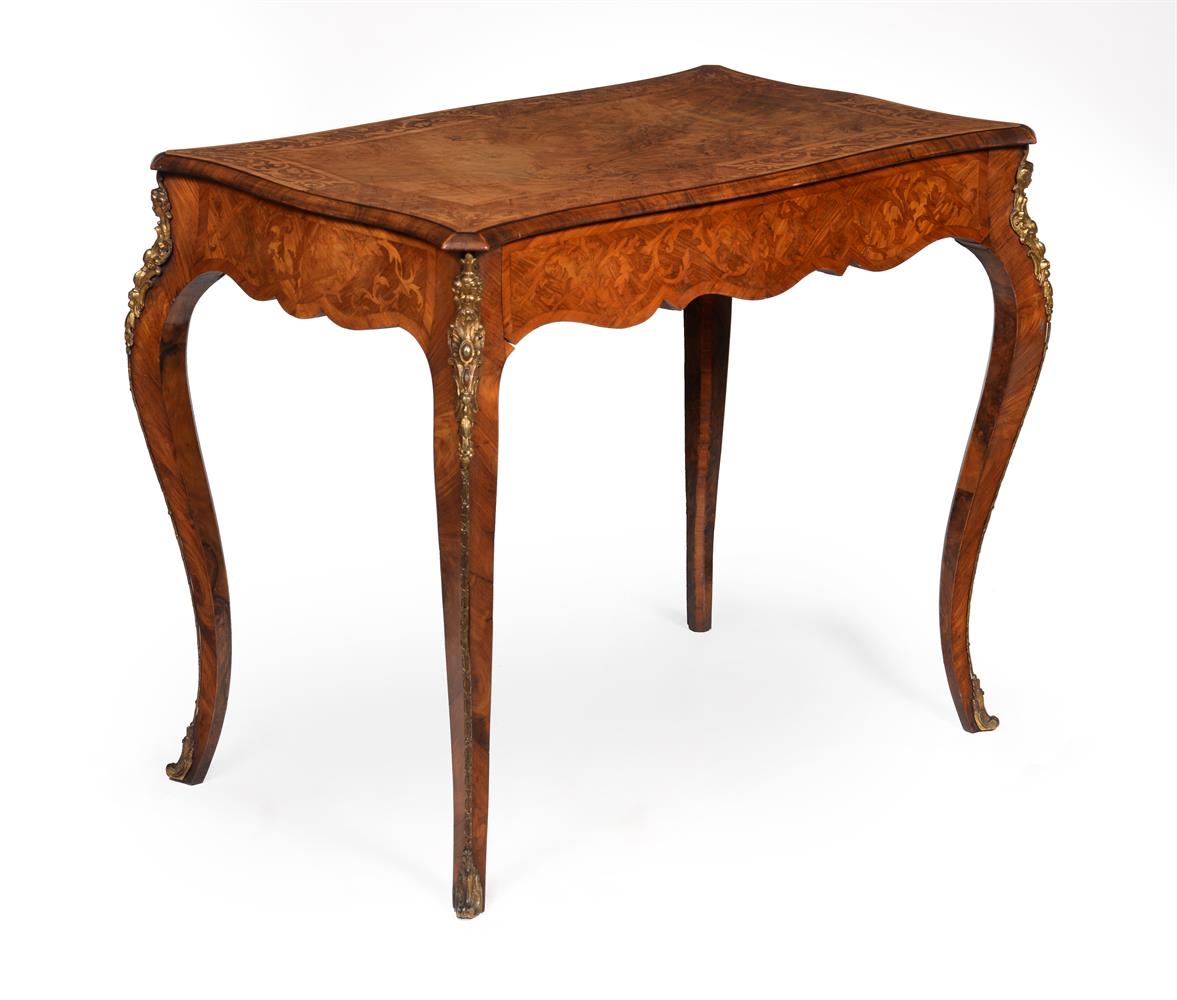 A VICTORIAN WALNUT AND MARQUETRY BUREAU PLAT, SECOND HALF 19TH CENTURY