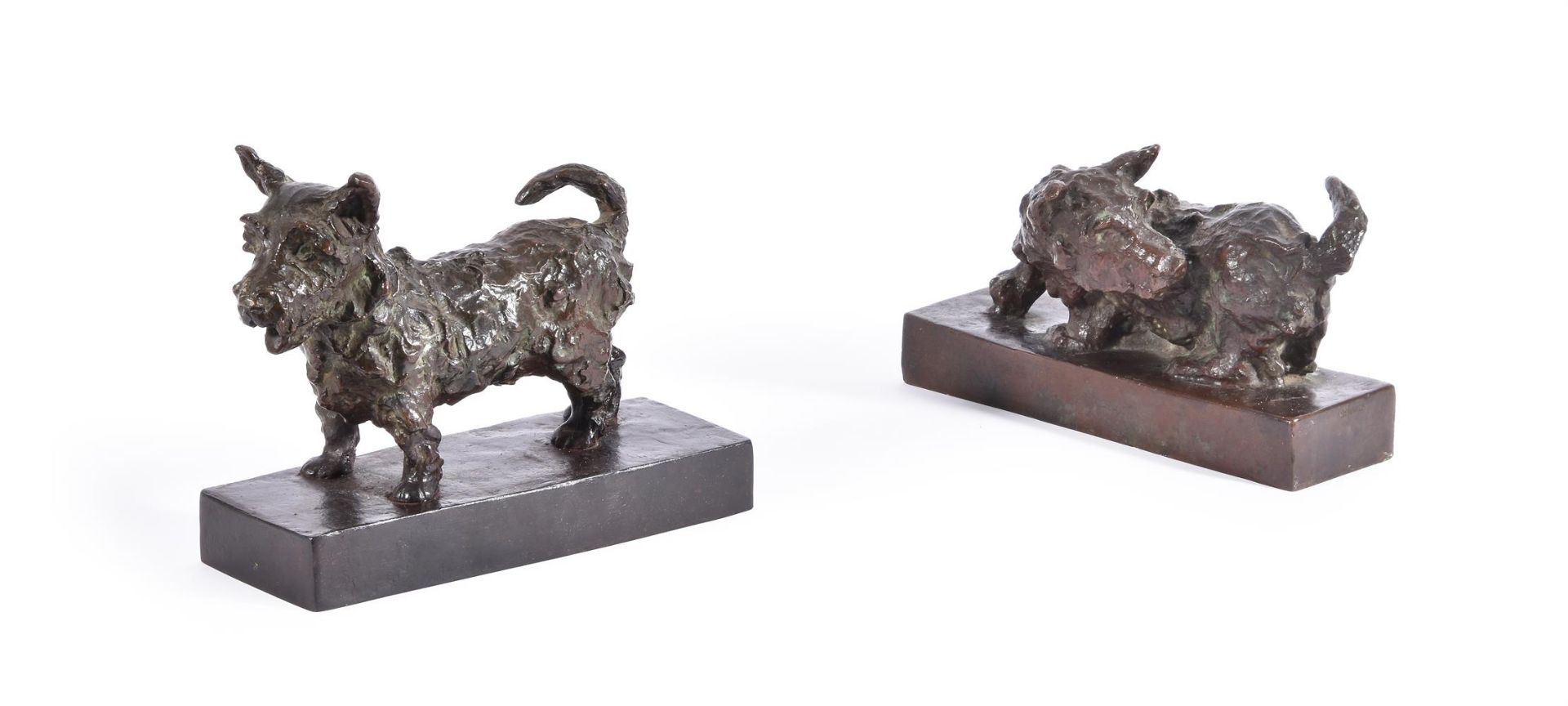 EDITH BARRETTO STEVENS PARSONS (AMERICAN, 1878-1956), A PAIR OF BRONZE MODELS OF TERRIERS