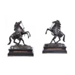 A PAIR OF BRONZE MARLY HORSES AFTER GUILLAUME COUSTOU, LATE 19TH CENTURY