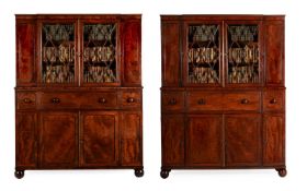 A PAIR OF REGENCY MAHOGANY SECRETAIRE BOOKCASES, CIRCA 1820