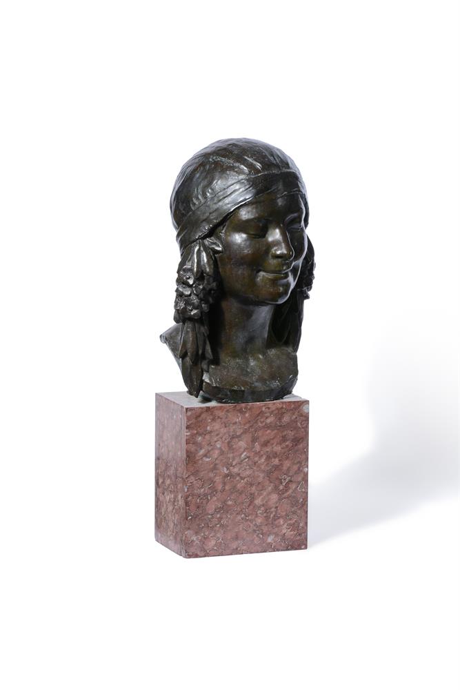 ALPHONSE SALADIN (FRENCH 1878 - 1956), A BRONZE PORTRAIT BUST OF A WOMAN, MID/EARLY 20TH CENTURY