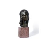 ALPHONSE SALADIN (FRENCH 1878 - 1956), A BRONZE PORTRAIT BUST OF A WOMAN, MID/EARLY 20TH CENTURY