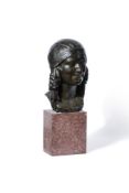 ALPHONSE SALADIN (FRENCH 1878 - 1956), A BRONZE PORTRAIT BUST OF A WOMAN, MID/EARLY 20TH CENTURY