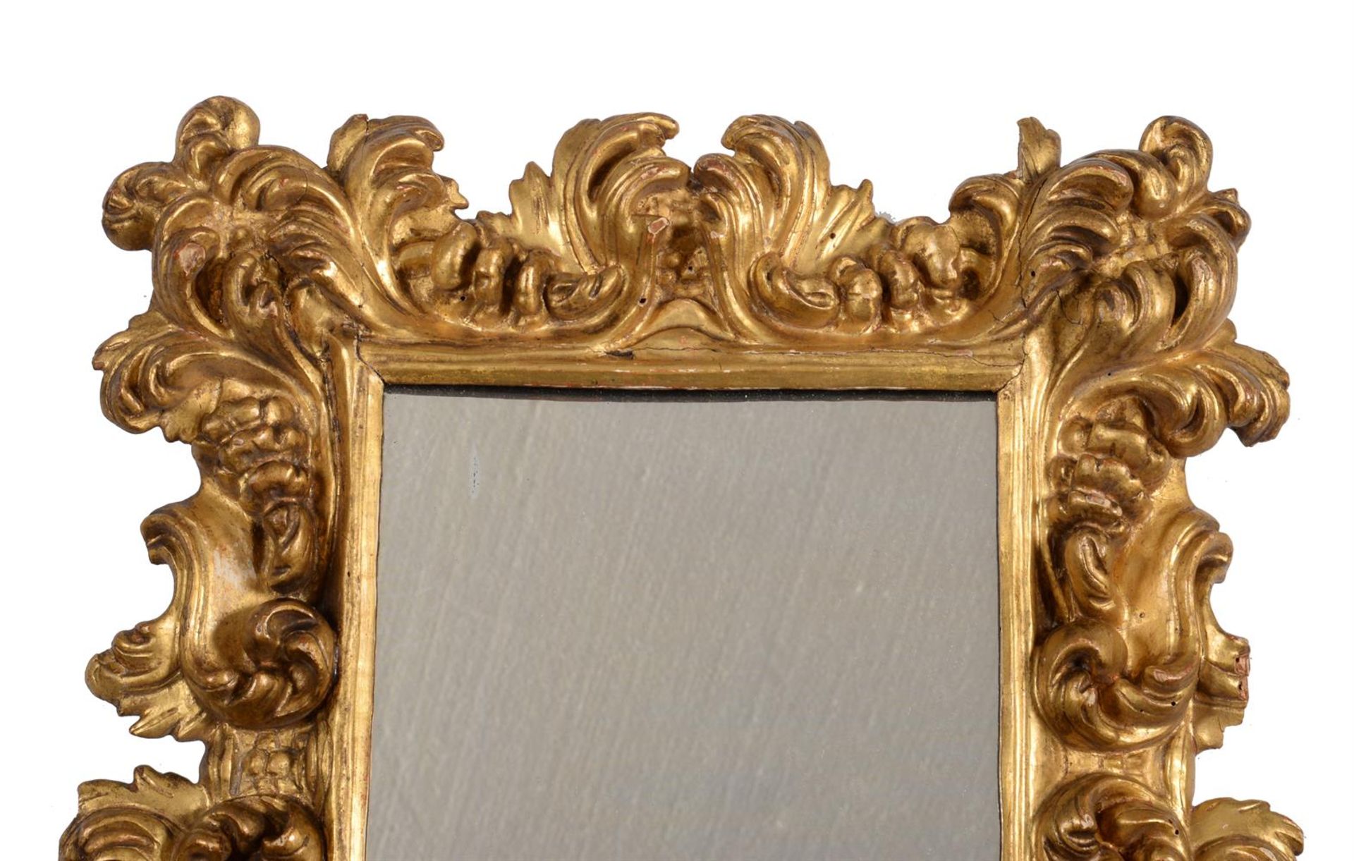 AN ITALIAN CARVED GILTWOOD WALL MIRROR, POSSIBLY FLORENTINE, 18TH CENTURY - Image 3 of 4