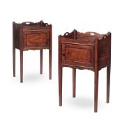 A PAIR OF HARDWOOD NIGHT COMMODES, IN GEORGE III STYLE, CHINESE EXPORT, 20TH CENTURY