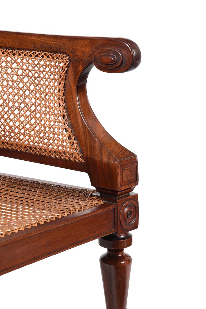 A PAIR OF REGENCY MAHOGANY BERGERE LIBRARY ARMCHAIRS, IN THE MANNER OF CHARLES HEATHCOTE TATHAM - Image 5 of 5