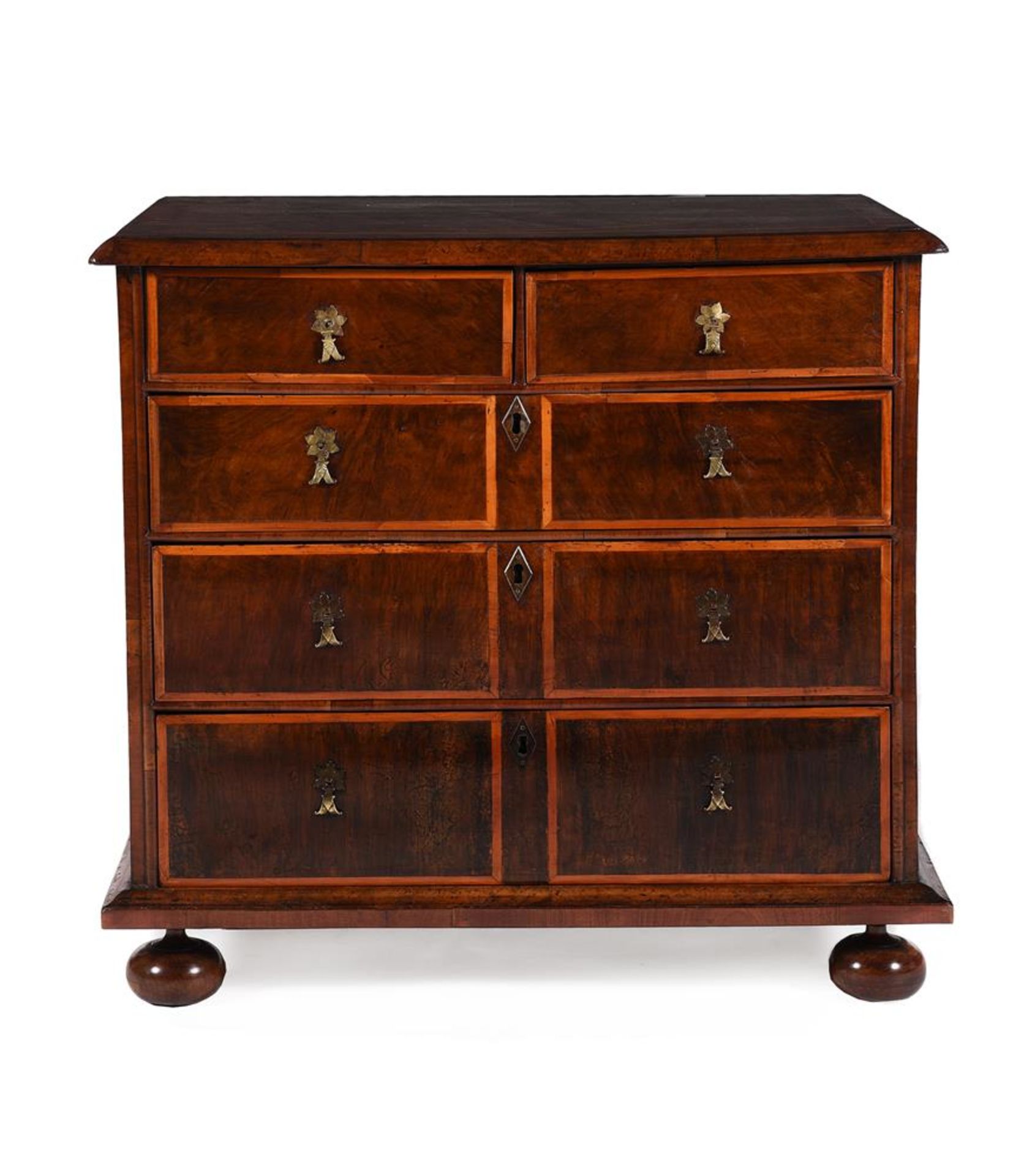 A WILLIAM III WALNUT AND HOLLY BANDED CHEST OF DRAWERS, CIRCA 1700