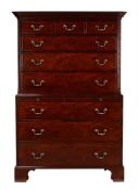 A GEORGE III MAHOGANY CHEST ON CHEST, CIRCA 1760