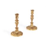 A PAIR OF LOUIS XV ORMOLU CANDLESTICKS, MID-18TH CENTURY