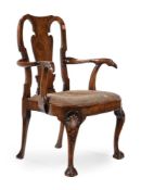 A GEORGE II WALNUT OPEN ARMCHAIR, IN THE MANNER OF GILES GRENDEY, CIRCA 1735