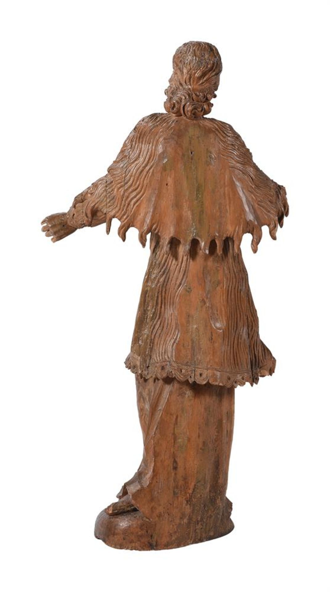 A CARVED LIMEWOOD FIGURE OF A STANDING APOSTOLIC FIGURE SWISS OR SOUTH GERMAN, 17TH CENTURY - Image 3 of 3