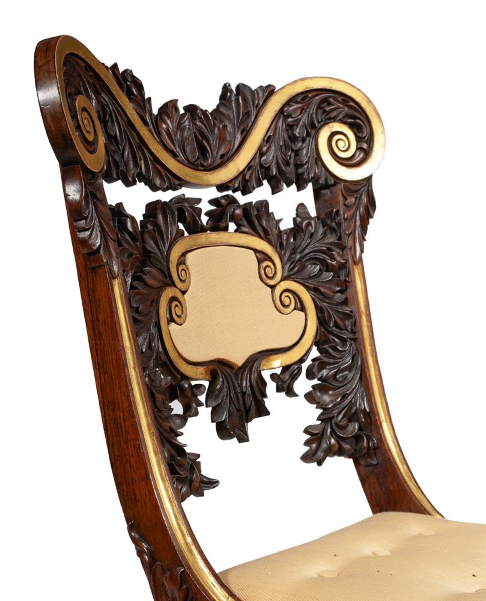 Y A PAIR OF WILLIAM IV CARVED ROSEWOOD AND PARCEL GILT SIDE CHAIRS, CIRCA 1835 - Image 3 of 7