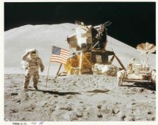James Irwin salutes the US flag, Apollo 15, 26 Jul - 7 Aug 1971
