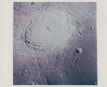 First human-taken photograph in lunar orbit; Crater Langrenus, Apollo 8, 21-27 Dec 1968