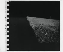 View of the lunar surface from the ladder - the last EVA photograph, Apollo 11, 16-24 Jul 1969