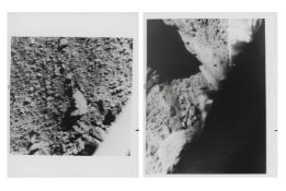 Four views of the lunar surface and the probe's scientific samplers, Surveyor 5, 11 Sept 1967