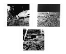 Moonwalk triptych: Charles Conrad at work on the Moon, Apollo 12, 14-24 Nov 1969