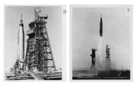 Lift off (2 views), Mercury-Atlas 9, 15 May 1963