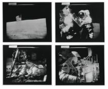 Four rare and unpublished TV camera views of the lunar activities, EVA2, Apollo 16, 16-27 Apr 1972