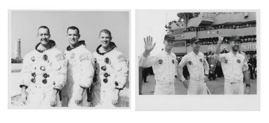 Portrait of the crew and views of pre-launch activities and recovery (4), Apollo 9, 3-13 Mar 1969