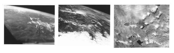 First Hasselblad photographs of the Earth from space [triptych], Mercury-Atlas 9, May 1963
