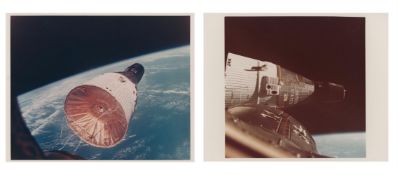 World's first space rendezvous - two views of Gemini 7 spacecraft, Gemini 6a & 7, 4-18 Dec 1965