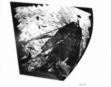 Shadow self-portrait by the first American moon lander (2 views), Surveyor 1, 3 Jun 1966
