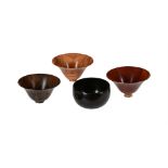 λ BERT MARSH (1932-2011), A GROUP OF FOUR TURNED WOOD BOWLS