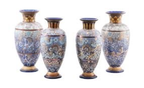 TWO PAIRS OF DOULTON LAMBETH 'SLATER'S PATENT' VASES