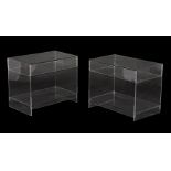 A PAIR OF PERSPEX LOW OR BEDSIDE TABLES