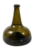 AN OLIVE-GREEN TINT 'ONION' WINE BOTTLE