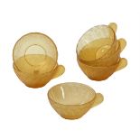 LALIQUE, RENE LALIQUE, JAFFA, A SET OF SIX ART DECO AMBER GLASS SORBET DISHES (TASSES A GLACE)