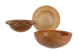 λ GLENN LUCAS, A GROUP OF THREE TURNED WOOD BOWLS