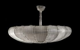 A NINE LIGHT GLASS CHANDELIER IN THE MANNER OF BAROVIER & TOSO MURANO, MID/LATE 20TH CENTURY