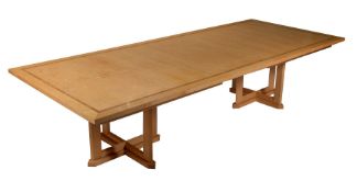 RUPERT THISTLETHWAYTE, A MAPLE AND BURR WOOD BANDED DINING OR BOARDROOM TABLE