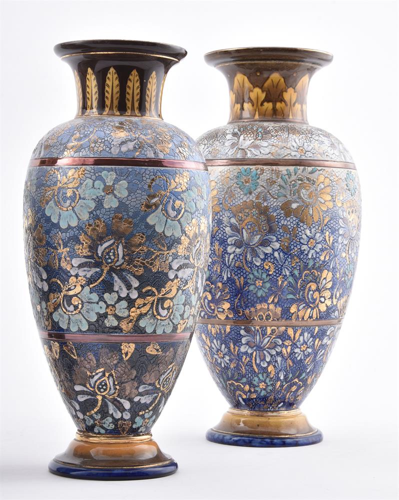 TWO PAIRS OF DOULTON LAMBETH 'SLATER'S PATENT' VASES - Image 2 of 3