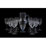 A MODERN MURANO CLEAR AND LIGHT BLUE GLASS SUITE OF DRINKING GLASSES