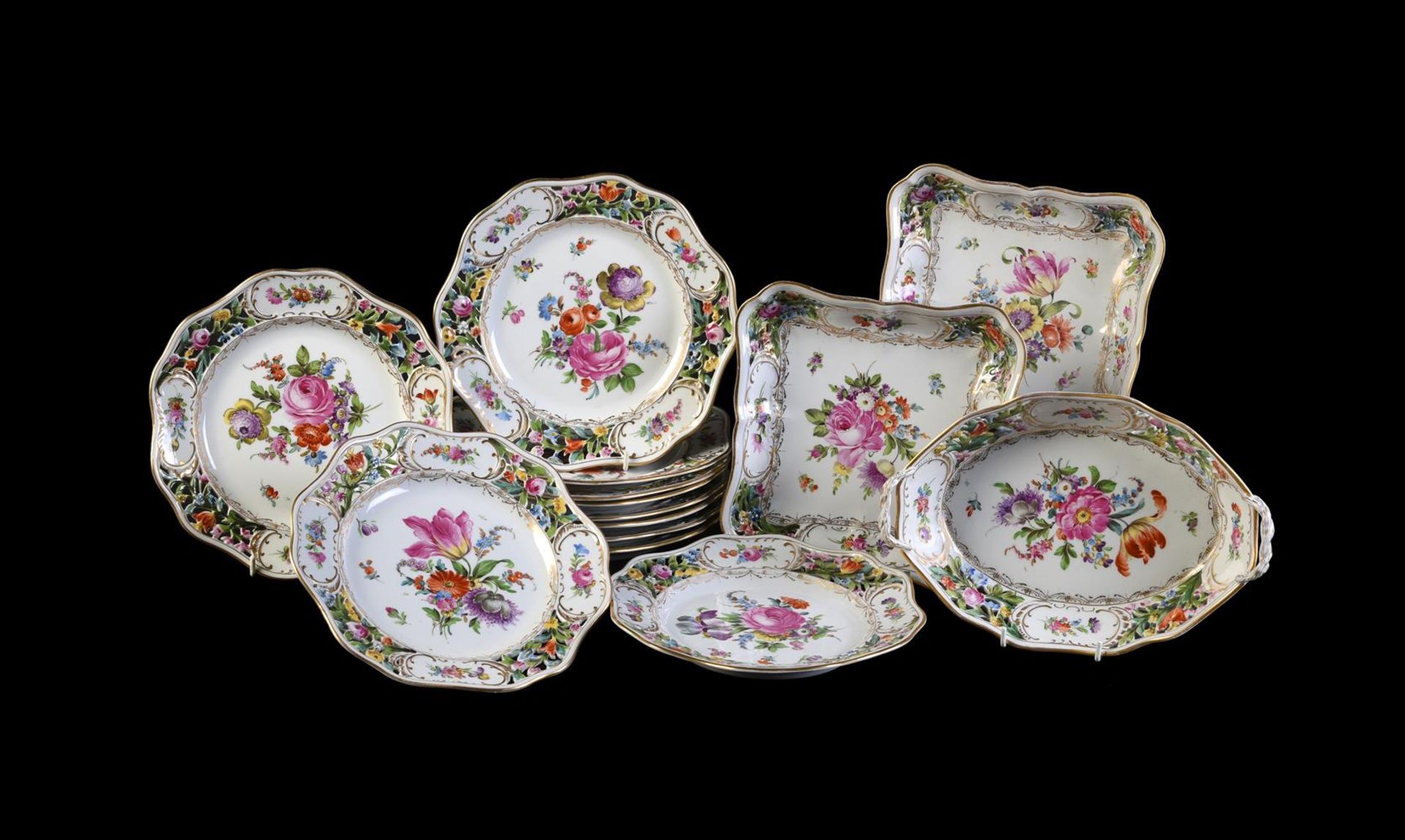 A DRESDEN PORCELAIN PART DESERT SERVICE