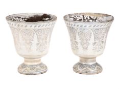 A PAIR OF FRENCH EMAILLE ENAMEL URNS