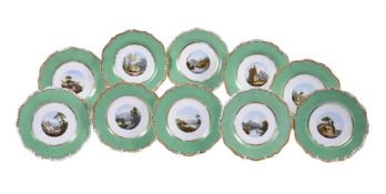 TEN WORCESTER (FLIGHT BARR & BARR) GREEN GROUND TOPOGRAPHICAL PLATES