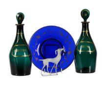 A SELECTION OF ENGLISH COLOURED GLASS