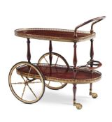 A MAHOGANY AND GILT METAL COCKTAIL TROLLEY