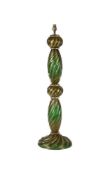 A MODERN VENETIAN GREEN GLASS AND AVENTURINE INCLUDED STANDARD LAMP